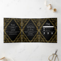Casamento Deco Elegante Dourado Negro 20