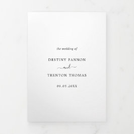 Convite Com Dobra Tripla Casamento Elegante Clássico de Foto Mínima