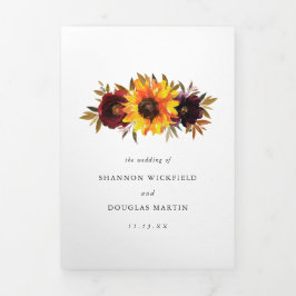 Convite Com Dobra Tripla Casamento Elegante De Foto Floral De Caça De Giras