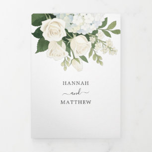 Convite Com Dobra Tripla Casamento Elegante de Hydrangea Rosa do Branco Rom