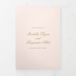 Convite Com Dobra Tripla Casamento Elegante Formal Cor-de-Rosa Escamudo Tra