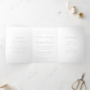 Convite Com Dobra Tripla Casamento Elegante Lilac do Script Negrito