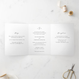 Convite Com Dobra Tripla Casamento Elegante Monograma Preto e Branco Atempo