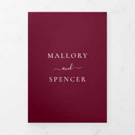 Convite Com Dobra Tripla Casamento Elegante Tradicional da Borgonha