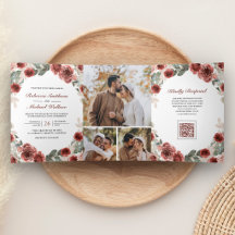 Casamento Floral em Marsala com Colagem de Fotos e