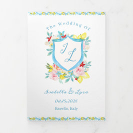 Convite Com Dobra Tripla Casamento mediterrânico da Costa do Amalfi