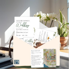 Convite Com Dobra Tripla Casamento Minimalista com Orçamento Baixo para 50
