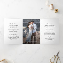 Convite Com Dobra Tripla Casamento Moderno Foto Elegante