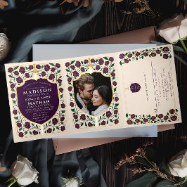 Convite Com Dobra Tripla Casamento Monograma Fantasia Medieval Espada & Esc