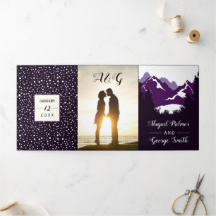 Convite Com Dobra Tripla casamento no inverno de fotografias de montanhas r