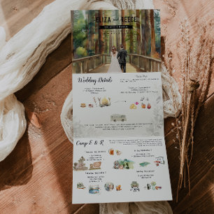 Convite Com Dobra Tripla Casamento Rustic Redwood Forest