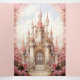 Convite Com Dobra Tripla Castelo de Fairytale Floral Rosa, Todos em Um Casa (Inside Middle)