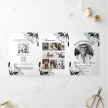 Celebração Obituária Foto de Vida Black White Lily