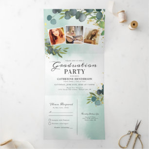 Convite Com Dobra Tripla Classe de Festa de formatura Eucalyptus 2025