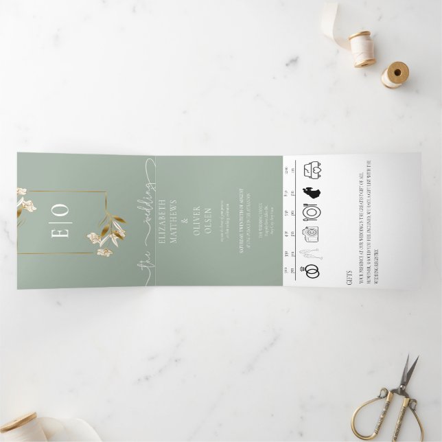 Convite Com Dobra Tripla Clássico Moderno Tradicional | Terrenos (Dentro)