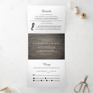 Convite Com Dobra Tripla Clay Seacavalo Wedding Suite