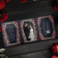 Código QR de Casamento Gótico Azul de Rosa Azul