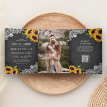 Código QR de Foto de Girassol com Renda no Quadro 