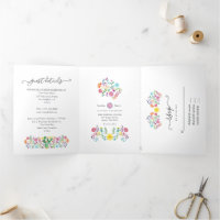 Colorida Floral Mexicana Fiesta Wedding Tri-Fold I