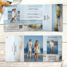 Convite Com Dobra Tripla Dunes and Beach Photos All-in-one Wedding