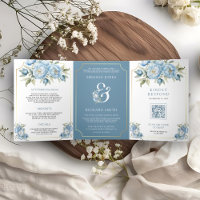 Dusty Blue Floral Ampersand All in One Wedding