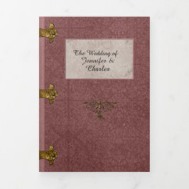 Convite Com Dobra Tripla Dusty Rosa Fairy Tale Wedding Foto