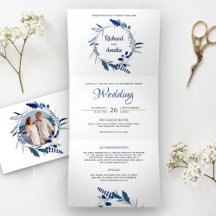 Elegante Coroa Floral Azul Marinho Foto Casamento