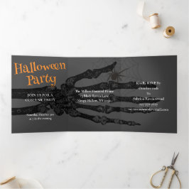 Convite Com Dobra Tripla Entre Na Sua Própria Festa De Halloween De Risco