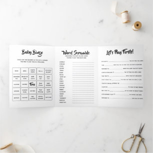 Convite Com Dobra Tripla Faça os jogos de bebê do primeiro aniversário faça