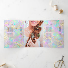 Convite Com Dobra Tripla faux chunky glitter neon opal Brochura