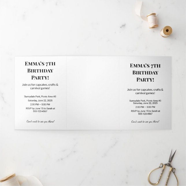 Convite Com Dobra Tripla Festa de aniversário Personalizada - Letra Tripla  (Fora)