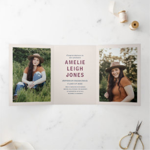 Convite Com Dobra Tripla Festa de formatura Colorida Moderna