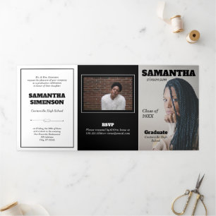 Convite Com Dobra Tripla Festa de formatura de Estilo da Revista Dramática