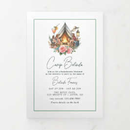 Convite Com Dobra Tripla Fim de Semana da Noiva Solteira da Camp Bride Foto