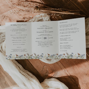 Convite Com Dobra Tripla Flor de Campo Montanhesa Rústica   Casamento Boho
