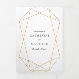 Convite Com Dobra Tripla Foto De Casamento All-In-One Clássico Branco Da El