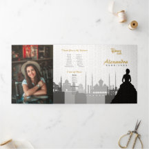 Foto de Quinceañera árabe preto e Dourado