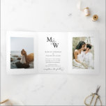 Convite Com Dobra Tripla Foto do orçamento da tipografia luxuosa<br><div class="desc">Nossa coleção "Tipografia Luxuosa" apresenta um belo roteiro de caligrafia personalizado com amplas espirais em folhas falsas de diferentes cores junto com uma dupla borda de folha de alumínio. Todo o seu script de personalização está em uma fonte de serif elegante. Você pode escolher misturar e combinar cores falsas para...</div>