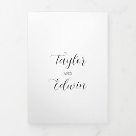 Convite Com Dobra Tripla Foto Simples Casamento Moderno Contemporâneo