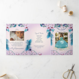 Convite Com Dobra Tripla Foto: Turquesa espanhola e apanhadora de sonhos ro