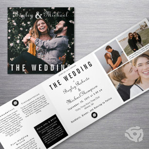 Convite Com Dobra Tripla Foto Única de Capa de Álbum de Vinil para Casament