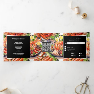 Convite Com Dobra Tripla Função de final de ano de frutos do mar para empre