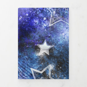 Convite Com Dobra Tripla Fundo Espacial com Estrelas