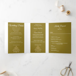 Convite Com Dobra Tripla Gilded Elegance Wedding
