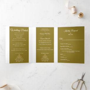 Convite Com Dobra Tripla Gilded Elegance Wedding