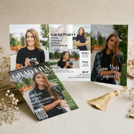Convite Com Dobra Tripla Grad Era Trendy Graduation Magazine Photo Collage