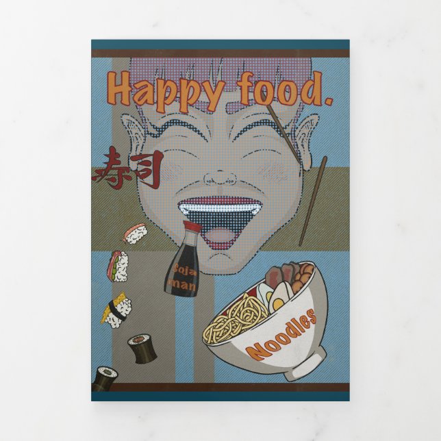 Convite Com Dobra Tripla Happy food (Cobrir)