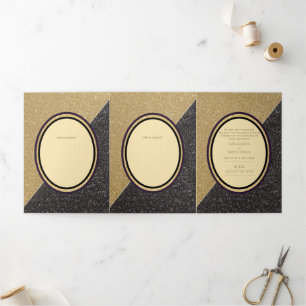 Convite Com Dobra Tripla Invitaciones de Boda, Dourado Casamento Espanhol 