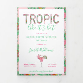 Convite Com Dobra Tripla Itinerário da Bachelorette de Preppy Beach