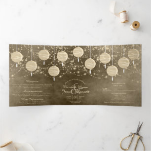 Convite Com Dobra Tripla Lanterns de Marfim Todos em Um Casamento